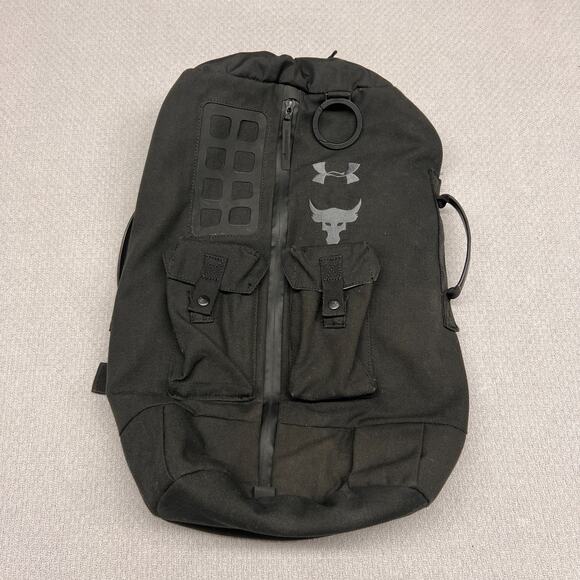 Under Amour Project Rock Duffle Bag Backpack Ruck Sack Black RARE Good - Picture 1 of 16